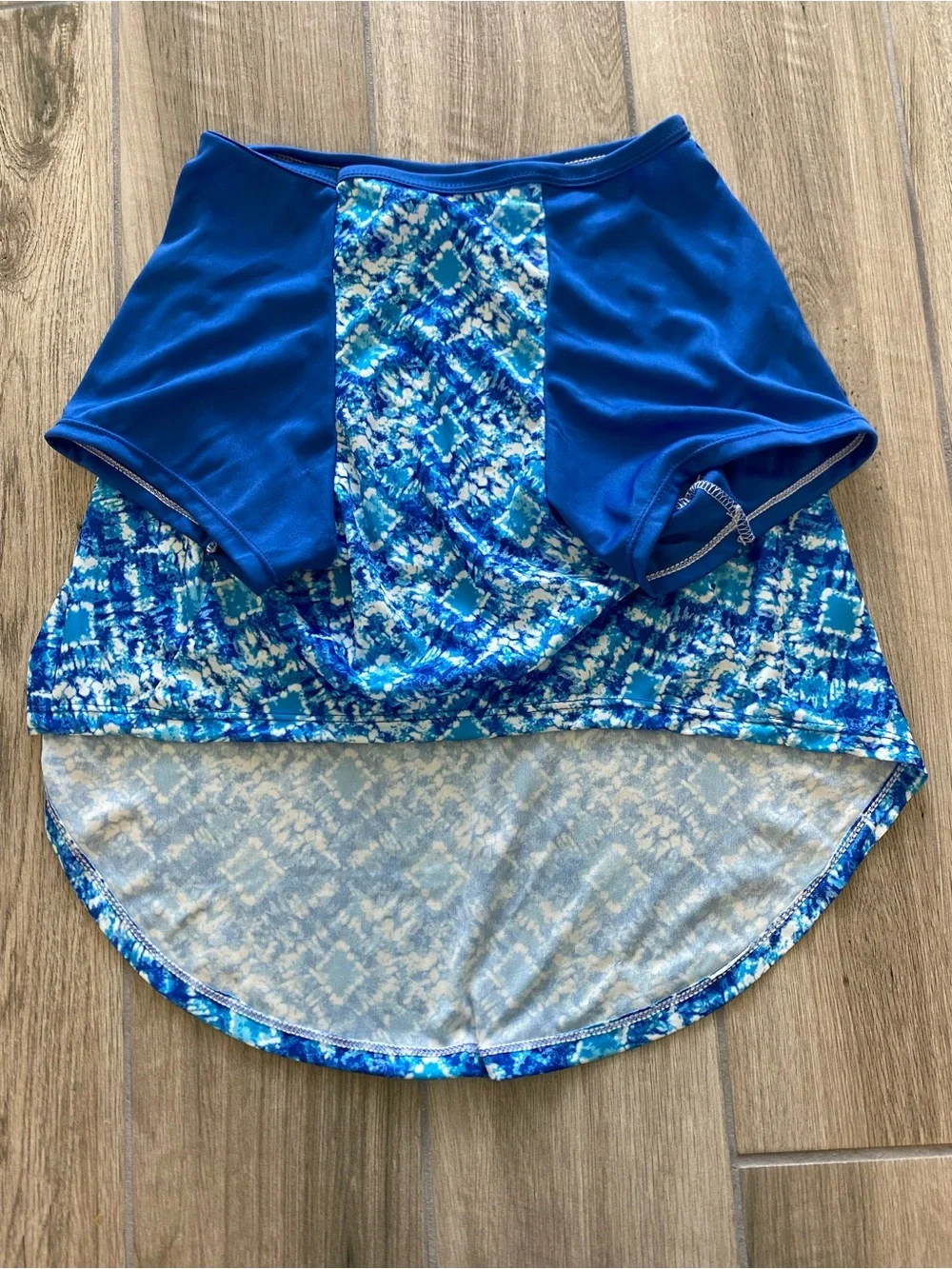 Vibrant Blue Patterned & Solid Dog Athletic Sun Block Top